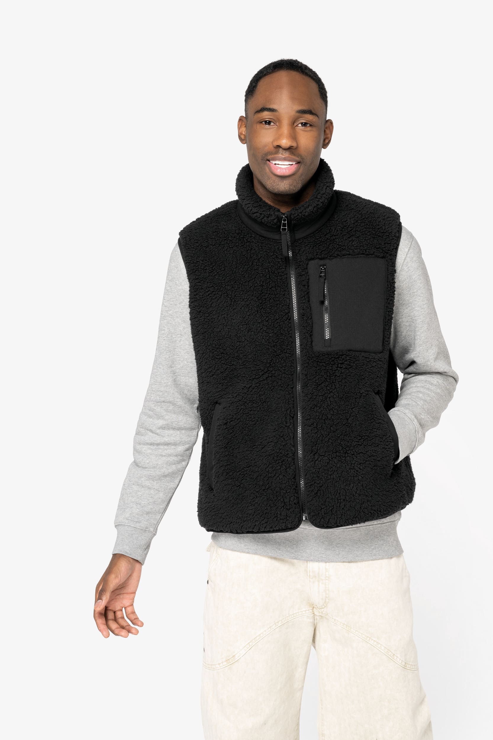 Bodywarmer écoresponsable en sherpa unisexe- Native SPIRIT – Image 3