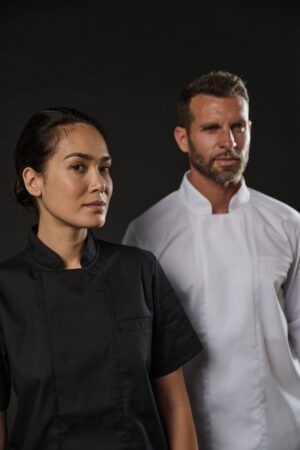 VESTE DE CUISINE ECORESPONSABLE ET RESPIRANTE MANCHE COURTE UNISEXE- WK501- KARIBAN